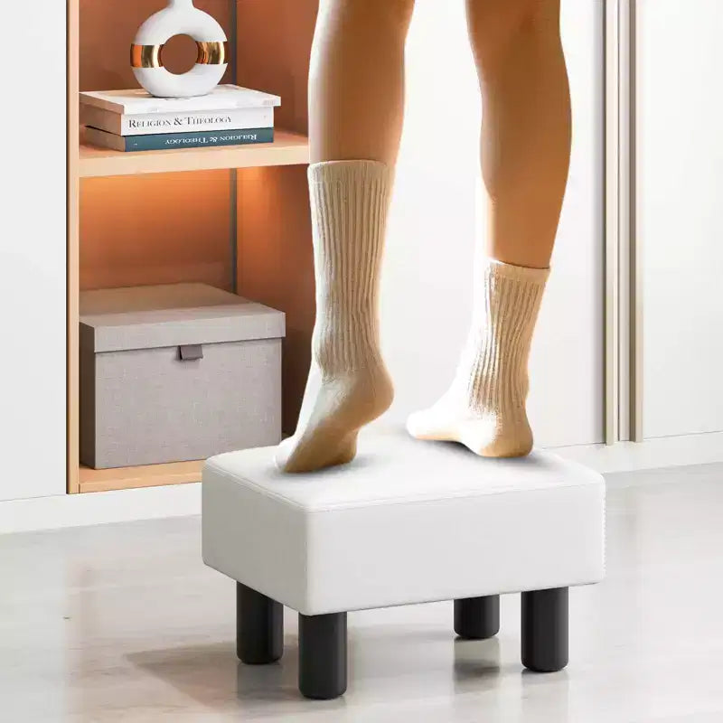 Poggiapiedi Pouf in Ecopelle con Vano Contenitore Nascosto