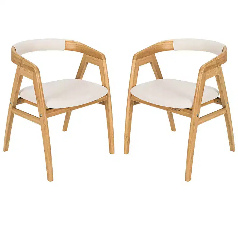 Set di 2 Poltrone con Braccioli in Bambù con Cuscino, Materiale Naturale, per Soggiorno o Patio