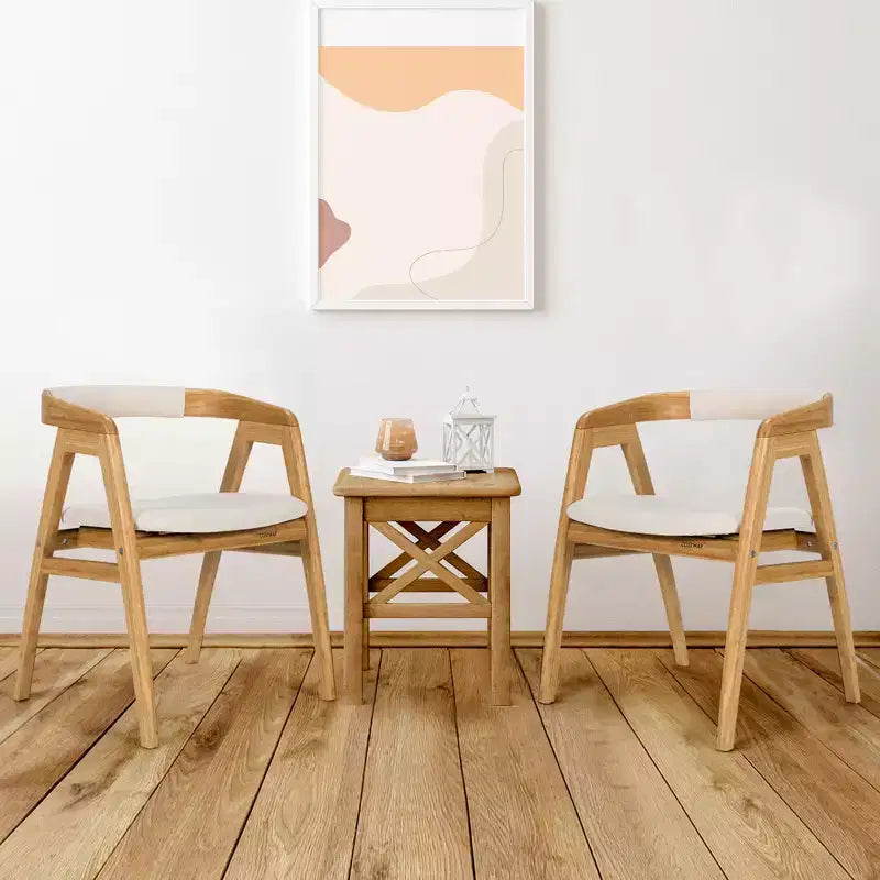 Set di 2 Poltrone con Braccioli in Bambù con Cuscino, Materiale Naturale, per Soggiorno o Patio