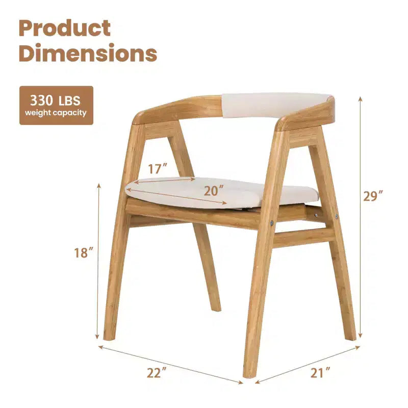 Set di 2 Poltrone con Braccioli in Bambù con Cuscino, Materiale Naturale, per Soggiorno o Patio