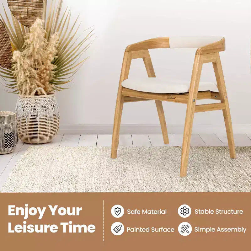 Set di 2 Poltrone con Braccioli in Bambù con Cuscino, Materiale Naturale, per Soggiorno o Patio