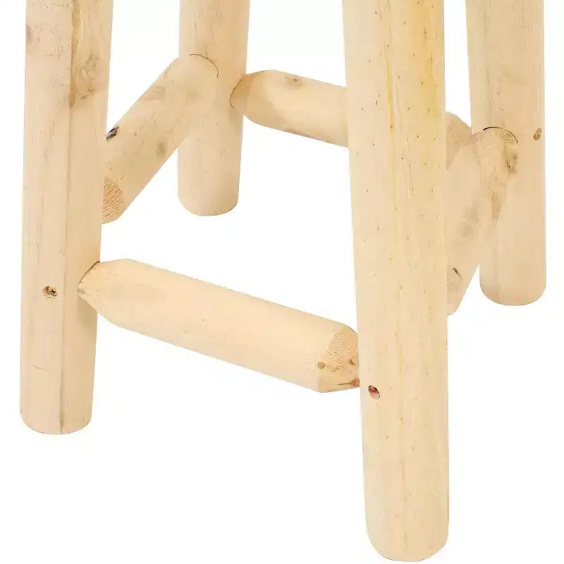 Sgabello da bancone con seduta rotonda in legno di abete non rifinito, 24"