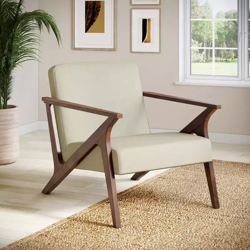 Poltrona d'accento moderna Mid-Century imbottita da 76 cm con struttura in legno