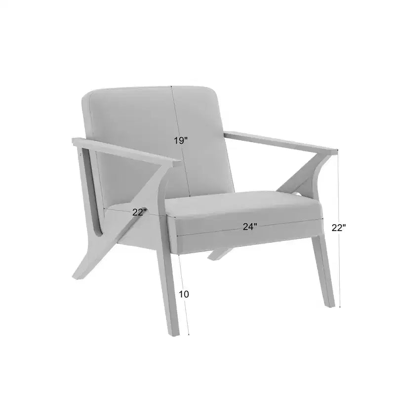 Poltrona d'accento moderna Mid-Century imbottita da 76 cm con struttura in legno