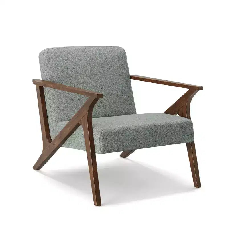 Poltrona d'accento moderna Mid-Century imbottita da 76 cm con struttura in legno