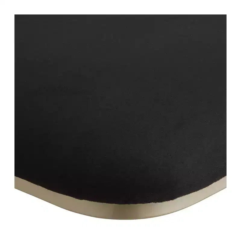 Sgabello da bar girevole in metallo, altezza seduta 74 cm, struttura color oro champagne, cuscino nero con schienale e poggiapiedi